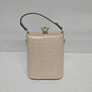 Elegant Cream Croc-Embossed Handbag